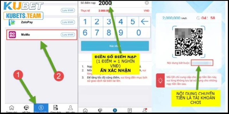 Rất nhiều cược thủ lựa chọn nạp tiền Kubet qua ví điện tử Momo